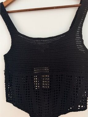 Black Crochet Tank Top